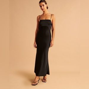 Satin Cowl Back Slip Midi Dress